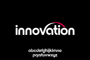 word of innovation . modern minimalist clean alphabet font. lowercase bold typography vector illustration design