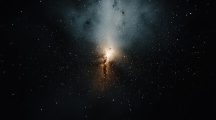 Obraz premium A galaxy with a bright core and a dark, cloudy outer region.