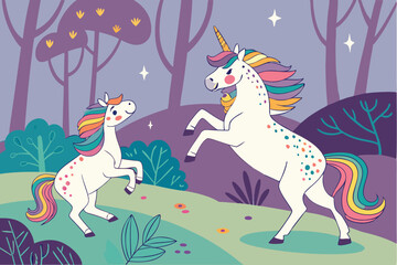 105 bmulticolored unicorns, highly detailed, vibrant, colorful, fantasy, digital art, 4kb