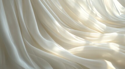 Fototapeta premium Soft, flowing white fabric draped in gentle folds.