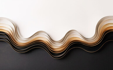 Abstract black, white and gold elegant and  festive background.  Paper texture. Space for text. New Years, party, invitation concept	