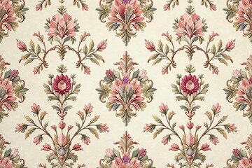 Subtle floral damask pattern in muted tones, seamlessly repeating , art, textile, repeat
