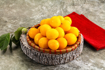 Ripe sweet juicy yellow plum