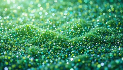 Abstract Green Glitter Texture Background Displaying a Sparkling Surface with a Play of Light and Shadow, Creating a Festive and Enchanting Visual Effect for Celebrations and Design Projects