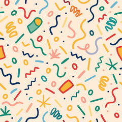 Vibrant abstract pattern with playful shapes and lines