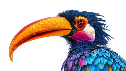 Vibrant Toucan Portrait Against White Background