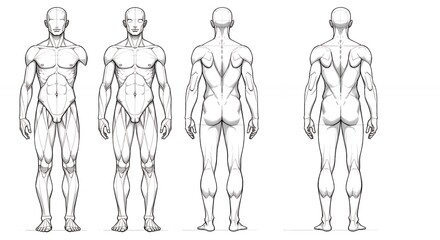 Human figure anatomical drawings
