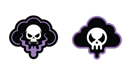 Toxic Smoke Skull Vector. Poison Cloud Emblem with Danger and Warning Symbol Illustration.