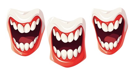 Naklejka premium Detailed Cartoon Vector Illustration of Isolated Vampire Teeth for Halloween Designs