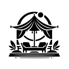 Modern Relaxation: Black and White Lounge Area Illustration