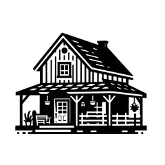 Black & White Farmhouse Illustration: Rustic Charm & Country Living