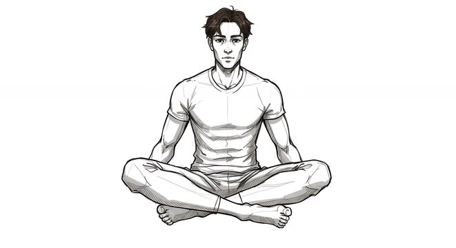 Man in meditative posture illustration