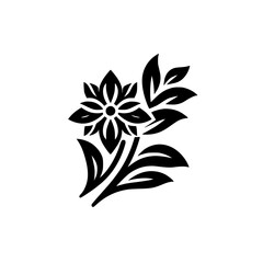 Black Floral Silhouette on White: Minimalist Botanical Design