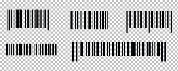 Collection of bard code symbol vector illustration isolated on transparent background 
