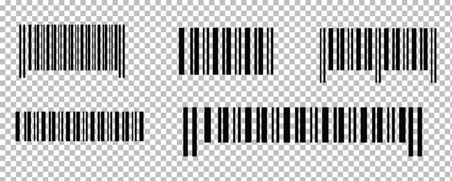 Collection of bard code symbol vector illustration isolated on transparent background 