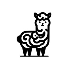 Vector Alpaca Illustration: Simple Line Art, Cute, Black and White
