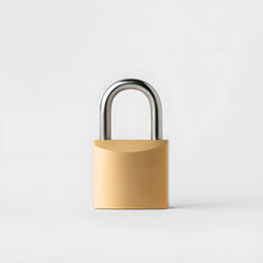 Naklejka premium Close-Up of Brass Padlock on White Background