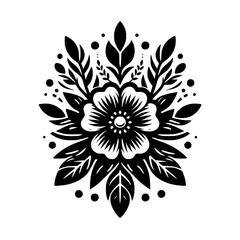 Monochromatic Floral Mandala Illustration, Black & White Design