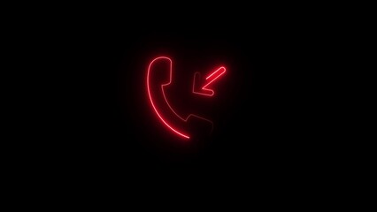 Fototapeta premium Neon Direction incoming phone call icon