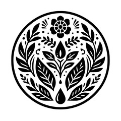 Floral Mandala: Black and White Botanical Circle Design