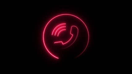 Neon smart phone call ring icon 