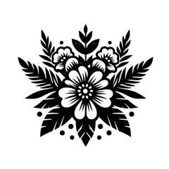 Fototapeta premium Elegant Floral Silhouette: Black & White Decorative Design Element