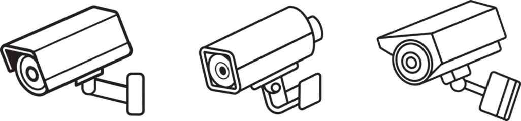 CCTV camera icon vector silhouette, security camera vector illustration on a white background