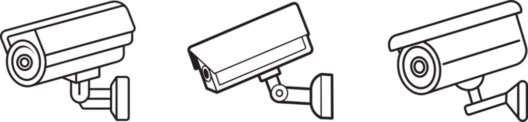 CCTV camera icon vector silhouette, security camera vector illustration on a white background