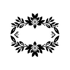 Elegant Black Floral Wreath with Oval Frame - Vintage Design