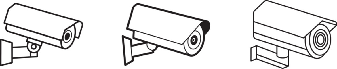 CCTV camera icon vector silhouette, security camera vector illustration on a white background