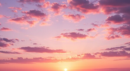 Obraz premium Pink Sunset Sky Clouds and Horizon