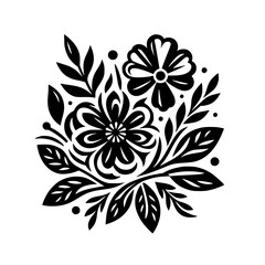 Floral Vector Ornament: Black & White Decorative Botanical Illustration