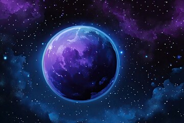 Fototapeta premium Vivid purple planet in a cosmic expanse