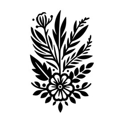 Minimalist Black Floral Design: Nature Illustration for Decorative Use