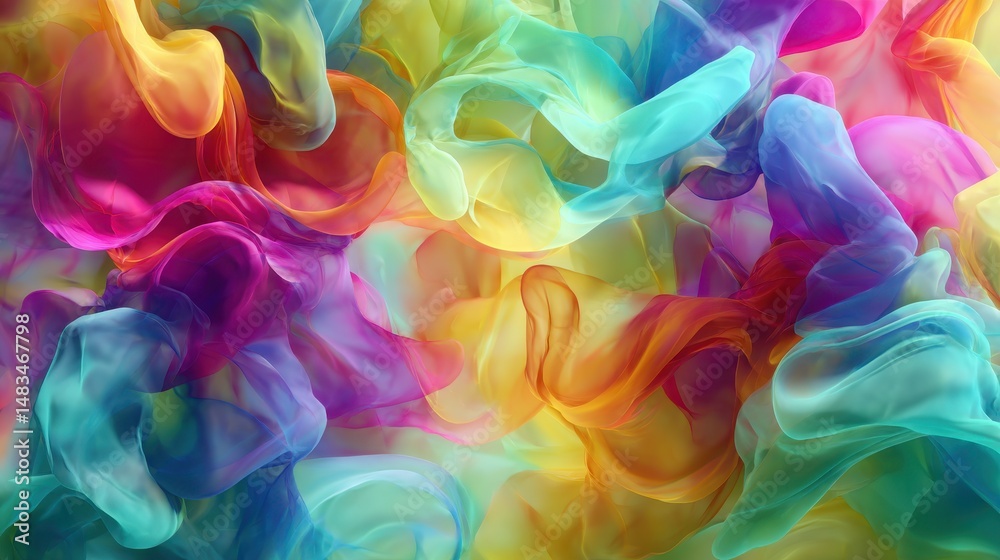 Poster colorful abstract swirling patterns with bright hues and soft textures for dynamic background or des