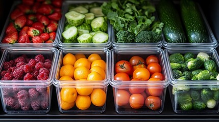 Fridge packed with nutrient rich produce high resolution picture