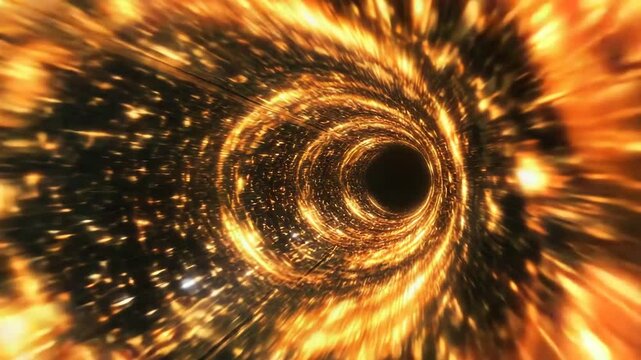 Abstract cosmic vortex, fiery glow, representing interdimensional travel and explosive energy, with copy space