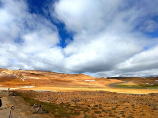 Fantastic Volcanic Landscape View in Hverir Geothermal Area in Northeastern Iceland