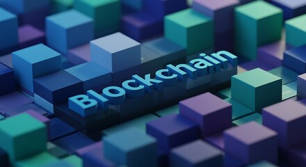 Obraz premium Digital Blocks: Blockchain's Core AI Generated