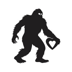 Obraz premium bigfoot heart valentines day yeti silhouette vector