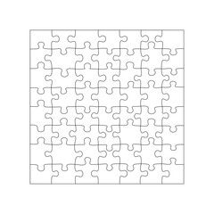 Simple outline vector of a black square divided into puzzle pieces.
