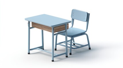 Fototapeta premium Light blue school desk and chair (1)