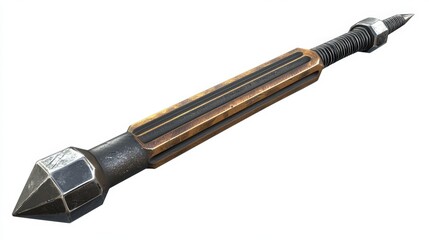 A metallic weapon with a pointed tip.