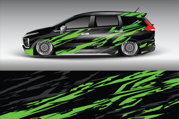 Stylish modified car with vibrant green graphics