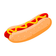 Hot dog vector Illustration isolated on white background – tasty fast food icon