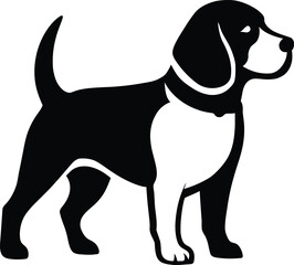 Beagle Dog Silhouette Design, Stylish Black and White Beagle Illustration