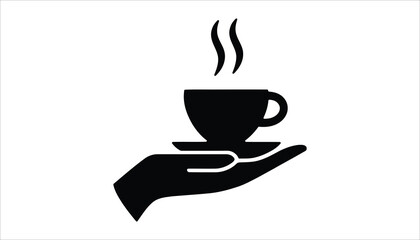 Coffee Cup in Hand Icon. Hot Beverage Serving Vector Illustration.