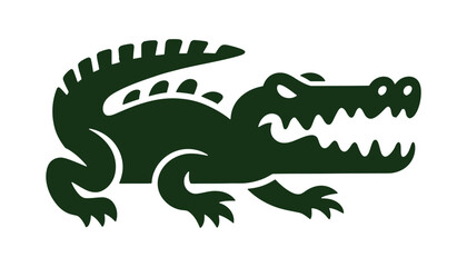 Crocodile Silhouette Vector. Angry Reptile Icon for Wildlife, Animal, and Nature Designs.