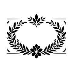 Elegant Black & White Laurel Wreath Illustration for Invitations & Logos