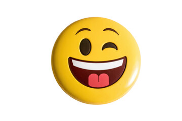 Fototapeta premium PNG Smiling wink face emoji with tongue out on black background